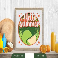Summer Melon 3D Shadow Box SVG, Shadow Box Template, Paper Cutting Template, Light Box SVG Files, 3D Papercut Lightbox S