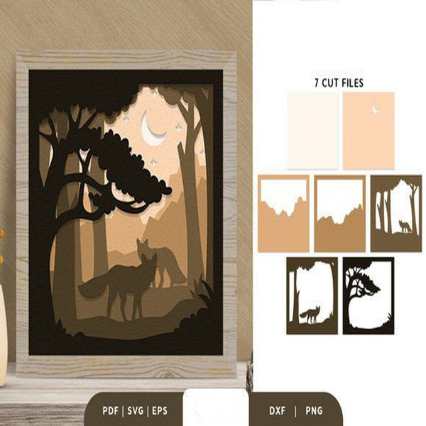 1080x1080 size Fox-in-The-Forest-3D-Shadow-Box-SVG-3D-SVG-67440107-2-580x386.jpg
