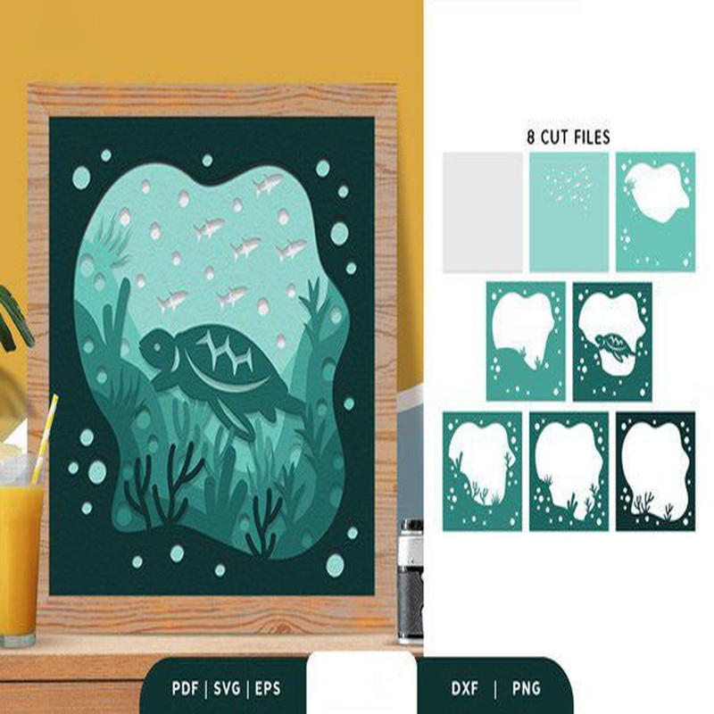 1080x1080 size Sea-Animal-3D-Layered-Paper-Cut-SVG-3D-SVG-67618427-2-580x386.jpg