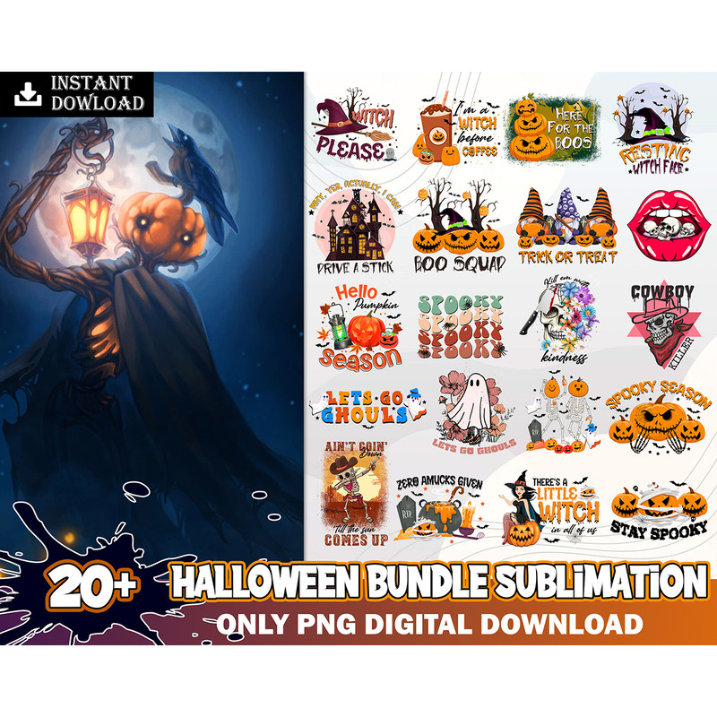 20 Halloween Mega Bundle PNG Bundle Fall Png, Ghost Png, Pumpkin Png, Retro, Daisy, Smiley Face, Fall Season Png, Instant Download.jpg