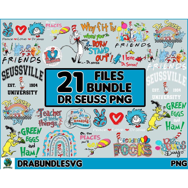 21 Mega Bundle Dr Seuss Png,Teacher Svg,Book Png,Green Eggs and Ham,Cat in The Hat Svg,Kids Svg,Teacher Shirt Svg,Whoville UniversitySvg,Thing 1, Thing 2 Instan