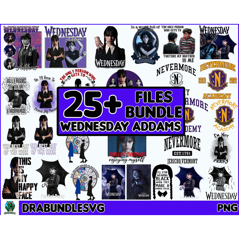 25 Wed Addams Png Bundle, Nevermore Academy Png, New 2022 TV Series Png, Horror Movies Png, Wed The Best Day Of Week Png Instant Download.jpg