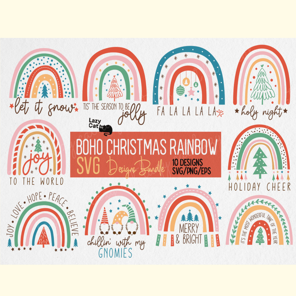 Boho Christmas Rainbow SVG Bundle.png