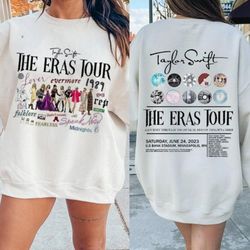custom the eras tour date 2 sided print sweatshirt, the eras tour taylor merch, swiftie merch, ts eras tour shirt, love