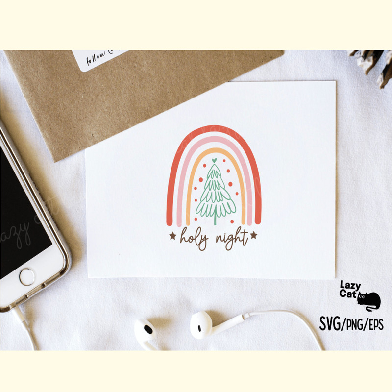 Boho Christmas Rainbow SVG Holy Night_ 2.png