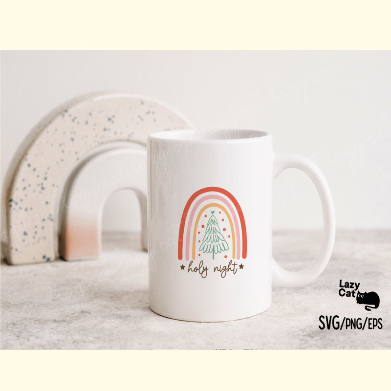 Boho Christmas Rainbow SVG Holy Night_ 5.png