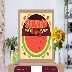 Fresh Watermelon 3D Light Box Papercut, Shadow Box Template, Paper Cutting Template, Light Box SVG Files, 3D Papercut Li