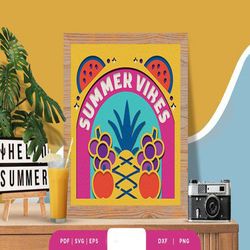 Fresh Summer Fruit 3D Light Box Papercut, Shadow Box Template, Paper Cutting Template, Light Box SVG Files, 3D Papercut