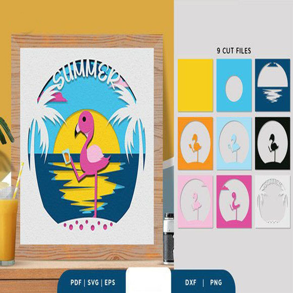 1080x1080 size Flamingo-in-The-Summer-3D-Paper-Cut-3D-SVG-67530319-2-580x386.jpg