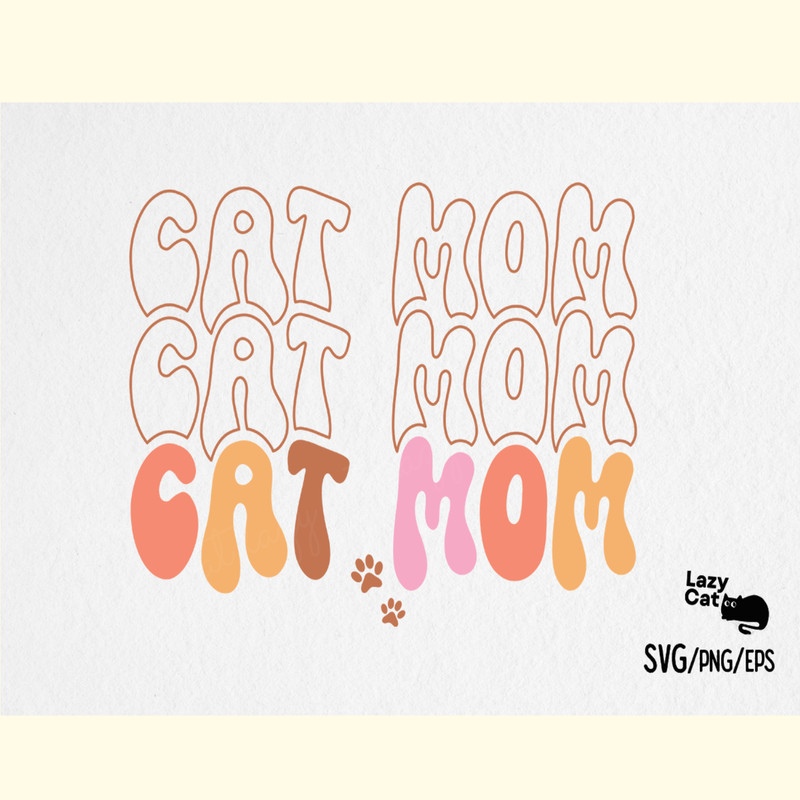 Cat Mom Retro SVG Design.png