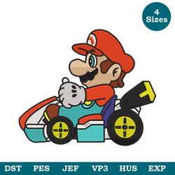 Supper Mario Kart Machine Embroidery Design File 4 Size, Super Mario Embroidery File, Game Embroidery - Instant Download