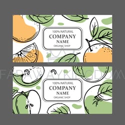 orange green apple labels sketch vector illustration set