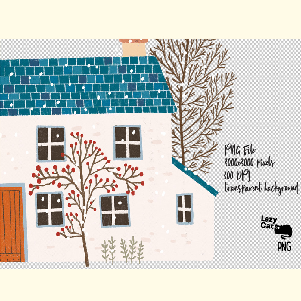 Cozy House Hand Drawn Christmas PNG_ 0.png