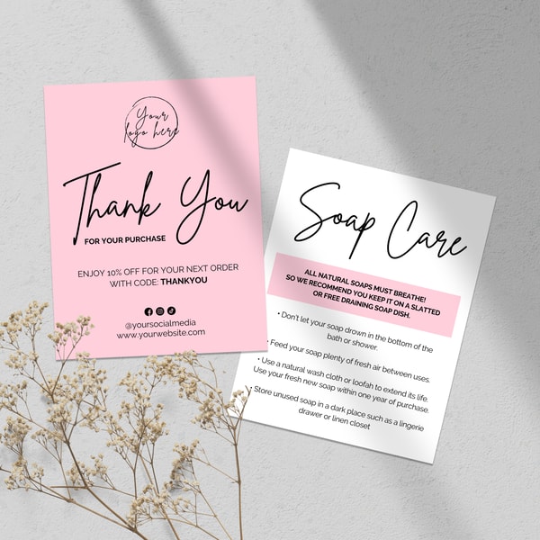 Editable Soap Care Card Template, Handmade Soap Care Guide, - Inspire ...