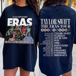 the eras tour vintage 2 sided print unisex oversized t-shirt, taylor's version tshirt,sweatshirt, taylor retro concert h
