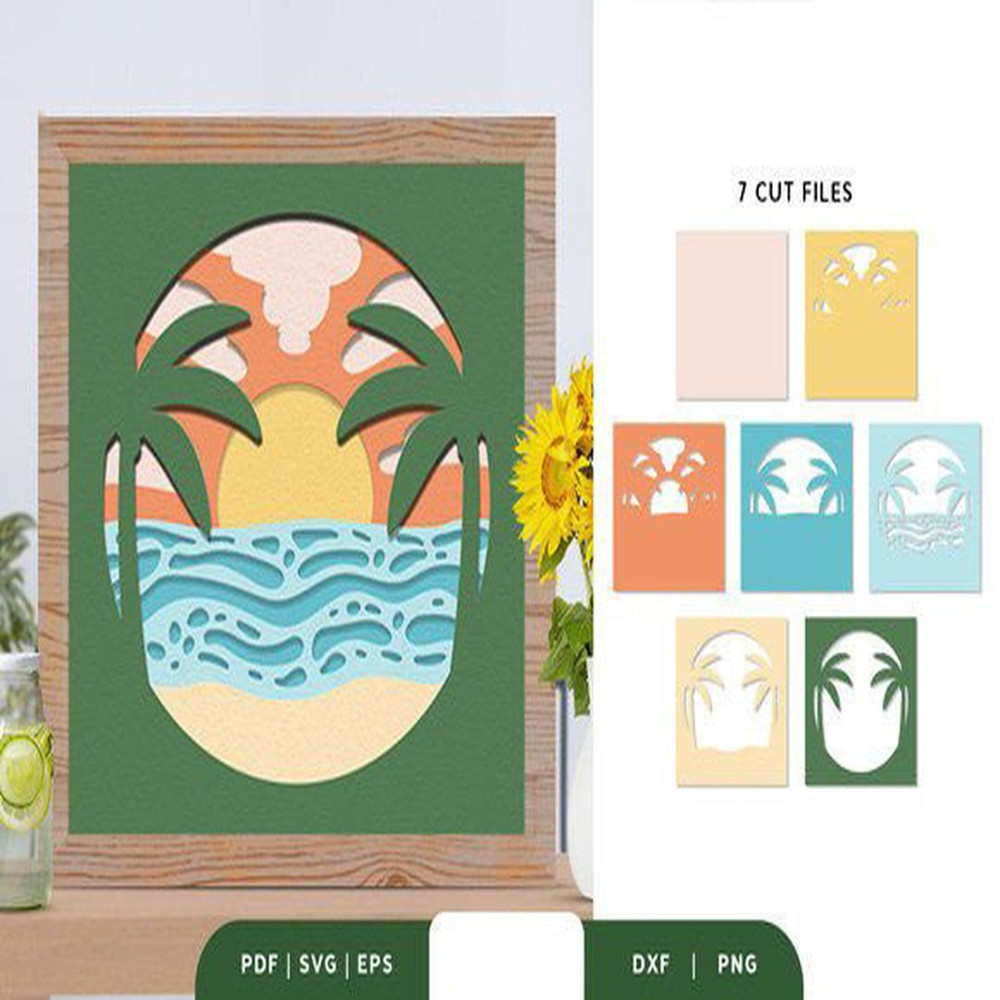1080x1080 size Beach-Sunset-3D-Layered-Paper-Cut-3D-SVG-67525103-2-580x386.jpg