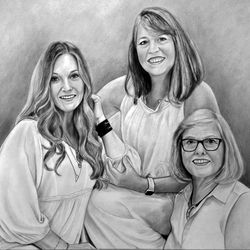 Commission hand drawn portrait, Drawing from Photo, Paint from Multiple photos, Personalized custom gift