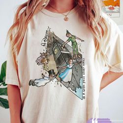 retro 90s disney peter pan darling flight neverland shirt, disney never land map, vintage disney shirt, never grow up, c