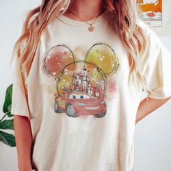 comfort colors lightning mcqueen 95 shirt, mickey ears tee, disney cars, disney shirt, disney pixar shirt, cars shirt, d