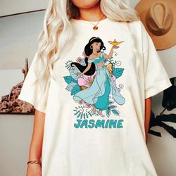 princess jasmine shirt, aladdin and genie shirt, disney jasmine princess, disney princess shirts, girl shirts, disney tr