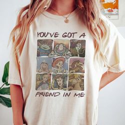 vintage disney toy story you've got a friend in me shirt, retro disney pixar toy story characters group shirt, disney fa