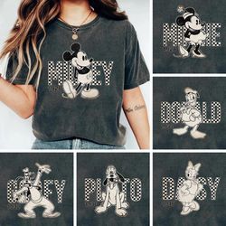 vintage retro mickey minnie checkered shirt, disney checkered shirt, disney trip 2023 shirt, mens womens disney shirt, d