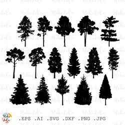 pine tree svg silhouette cricut files clipart png stencil dxf