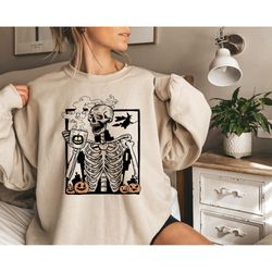 halloween skeleton sweatshirt,halloween coffee skull shirt,pumpkin spice shirt,halloween pumpkin spice coffee shirt,happ