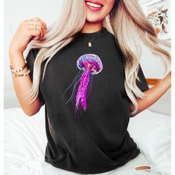floral watercolor jellyfish shirt,jellyfish shirt,cute jellyfish,boho graphic tee,aesthetic womens shirt,psychedelic shi