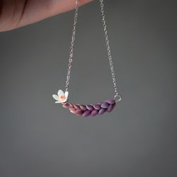purple sedum succulent necklace, succulent necklace, wedding floral necklace, bridal succulent necklace