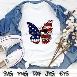 american flag butterfly svg, 4th of july svg, patriotic woman svg, sunflower svg, png, svg files for cricut, sublimation