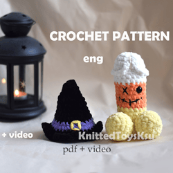 crochet penis pattern Halloween gift ideas for her, funny dick plushie amigurumi pattern with witch hat gift for him