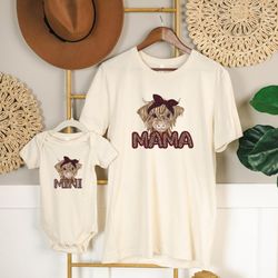 longhorn cow head mama mini matching shirts, cow mom and girl tee, happy mother's day, personalized mother's day shirt,