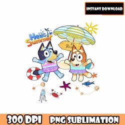 hello summer png, bluey friends instant download png, bluey and friends digital png file, ready to print bluey png file