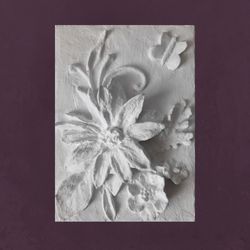 small white bas-relief original panno 3d wall art gypsum botanical wall decor 3d panel wall sculpture art