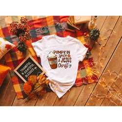 pumpkin spice&jesus christ thankful shirt,happy thanksgiving shirt,retro fall sweatshirt,comfort color fall tee,funny th