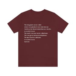 taylor swift tshirt, midnights tshirt, maroon tshirt with lyrics, maroon lyrics, taylor swift shirt, taylor swift merch,