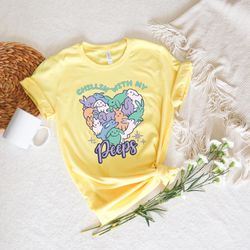 chillin with my peeps,bunch of bunnies shirt,bunny squad shirt,easter shirt,funny easter shirt,womens easter crewneck te