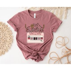 comfort colors floral casette shirt,vintage soul tshirt,bella floral tape shirt,hippie music lover gift,wildflowers swea