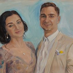 Portrait custom on canvas original oil painting from foto Birthday gift