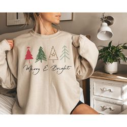 christmas sweatshirt,cute christmas sweater,merry and bright christmas tree,christmas lights,christmas pajamas,merry chr