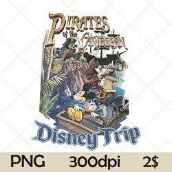 vintage pirates of the caribbean png, mickey caribbean design, mickey pirates png, family trip 2023, mickey and friends
