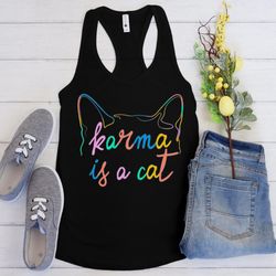 karma is a cat tank top, taylor swift the eras tour racerback tank, taylor swift shirt, taylor swift, taylor swift merch