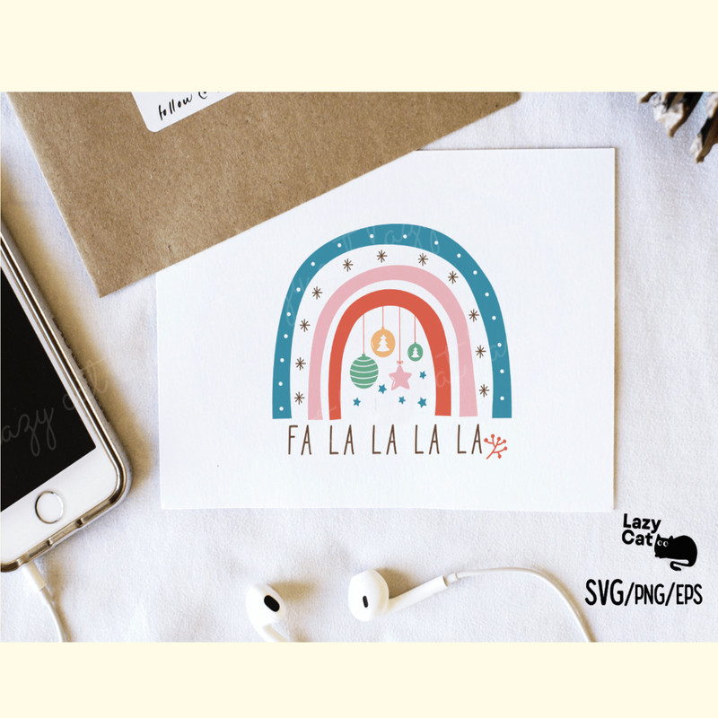 Boho Christmas Rainbow SVG Fa La La La_ 5.png
