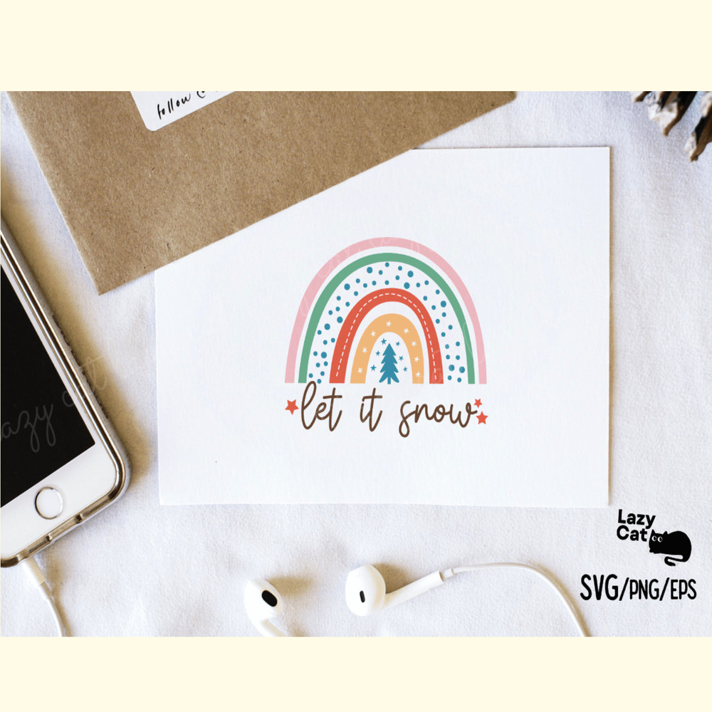 Boho Christmas Rainbow SVG Let It Snow_ 5.png