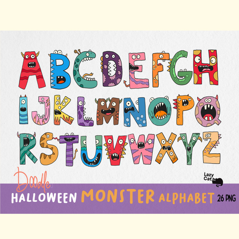 Halloween Monster Alphabet PNG Clipart.png