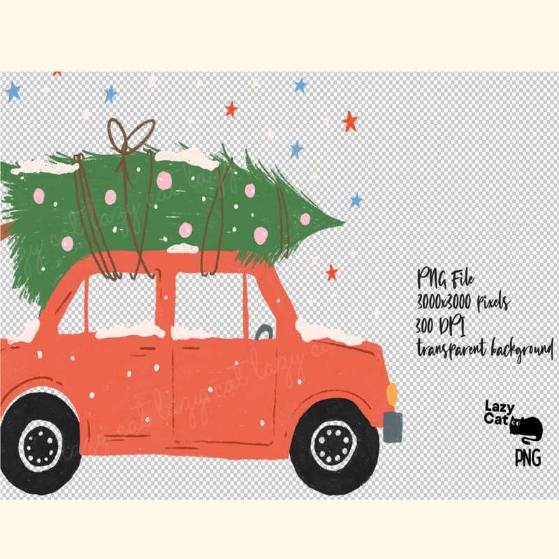Hand Drawn Christmas Car PNG_ 0.png