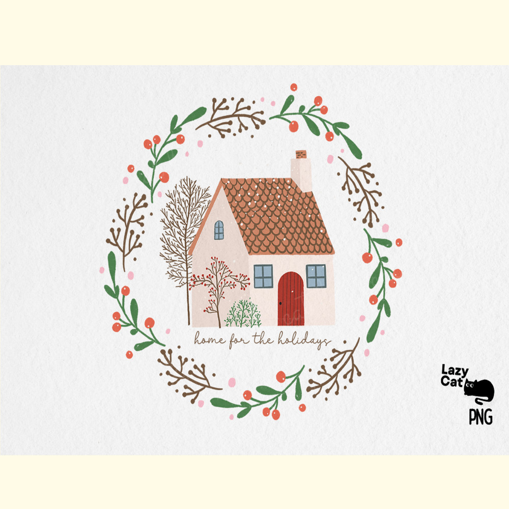 Hand Drawn Christmas Home PNG.png