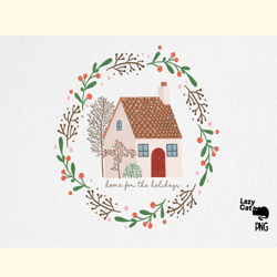 hand drawn christmas home png
