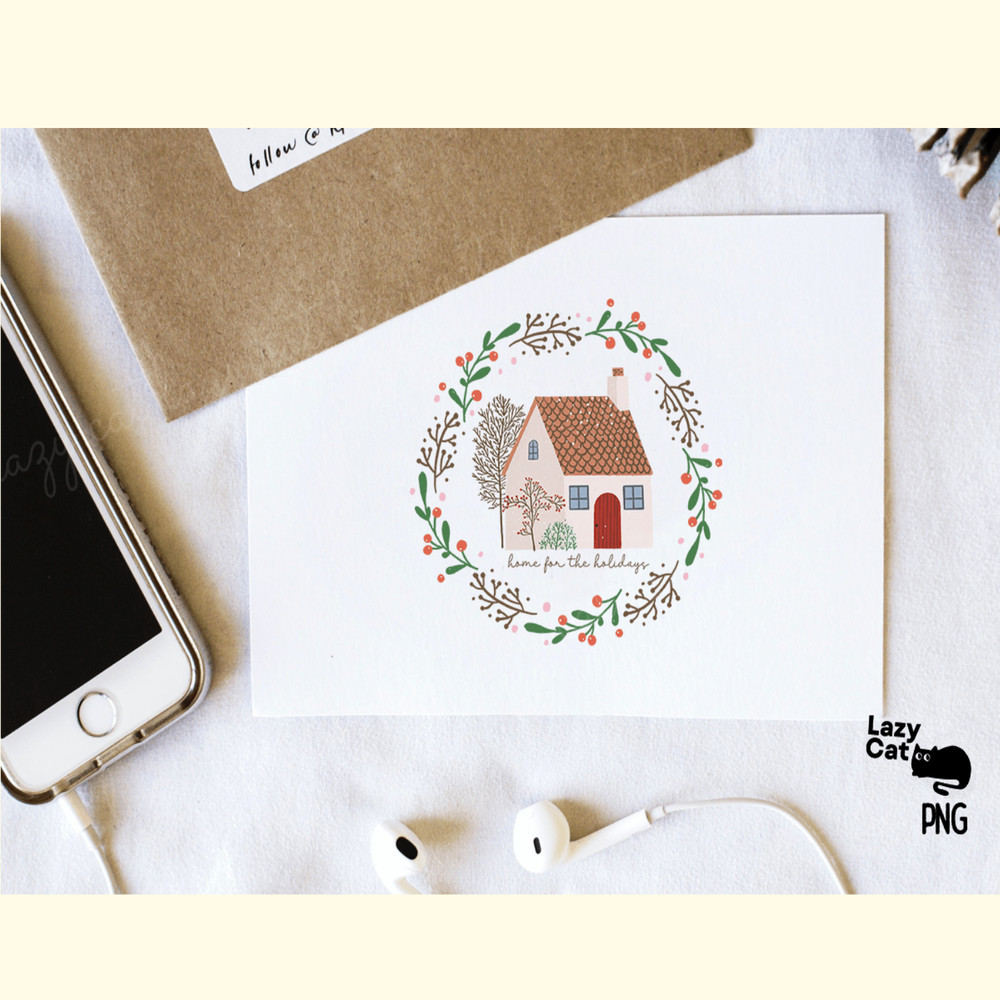 Hand Drawn Christmas Home PNG_ 1.png